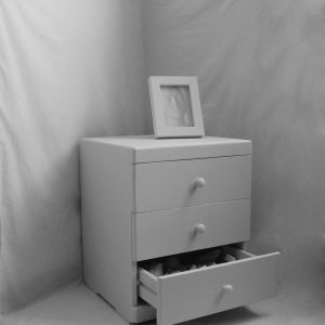 black and white framed photo, wood, plaster, 50×70×70cm