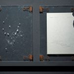 “page A-11”, paper scratched with razor blade, paper swarf, glass, metal clips, 29 x 21 cm each